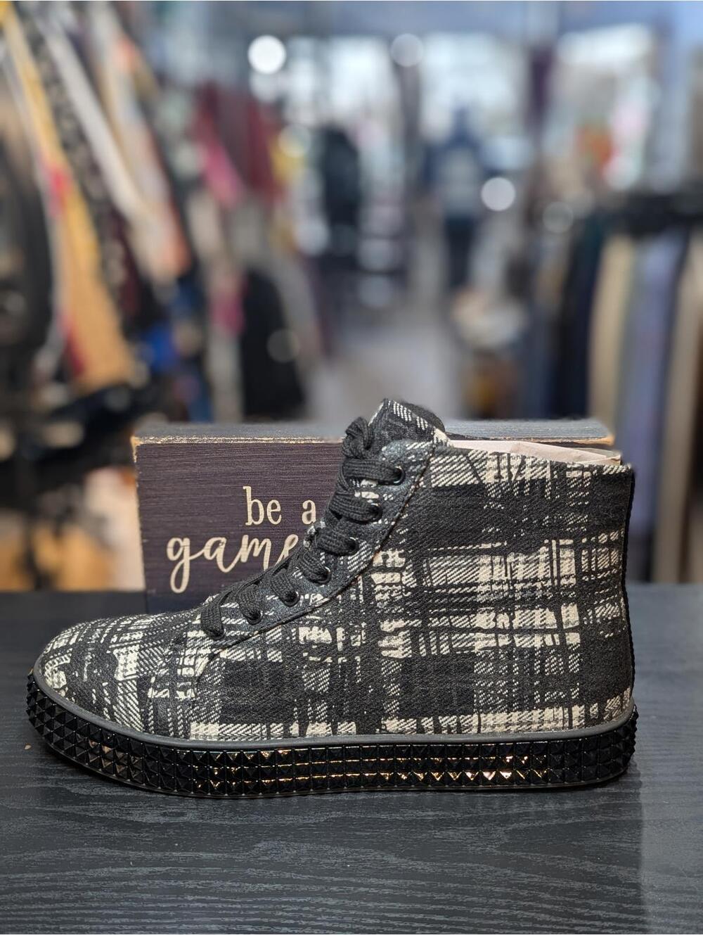 Playground Print High Top Plaid Sneaker